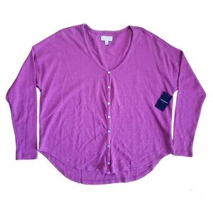 Lucky Brand Thermal Button Front Pull Over Long Sleeve Loose Fit Top SZ M NWT